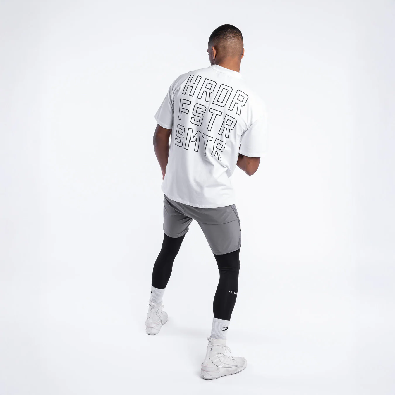 Camiseta Boxraw HRDR FSTR SMTR Oversize Blanco  - Image 4
