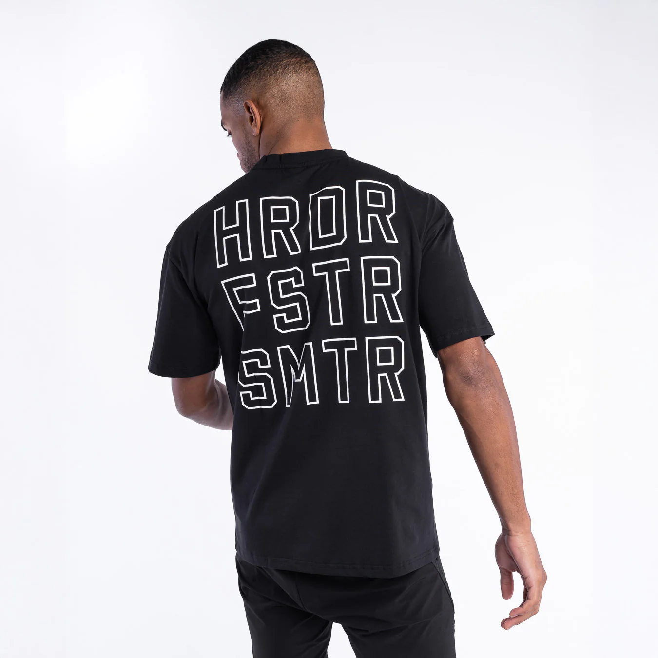 Camiseta Boxraw HRDR FSTR SMTR Oversize Negro 