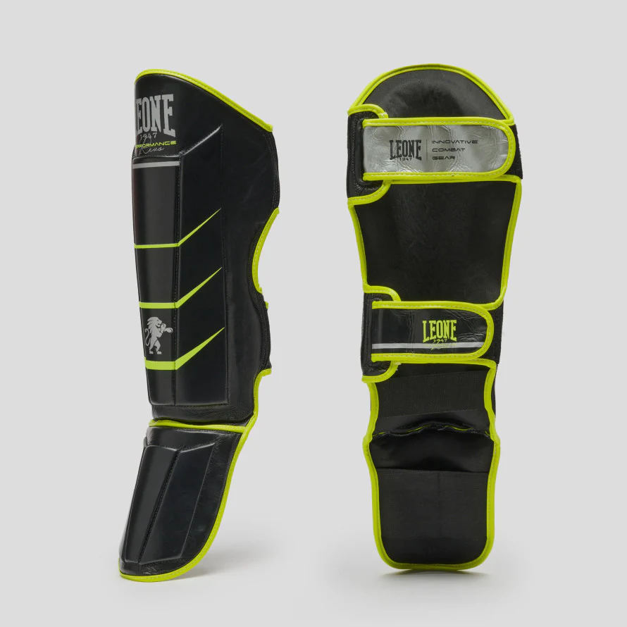 Espinilleras Leone Revo Fluo PT160F con reposapiés