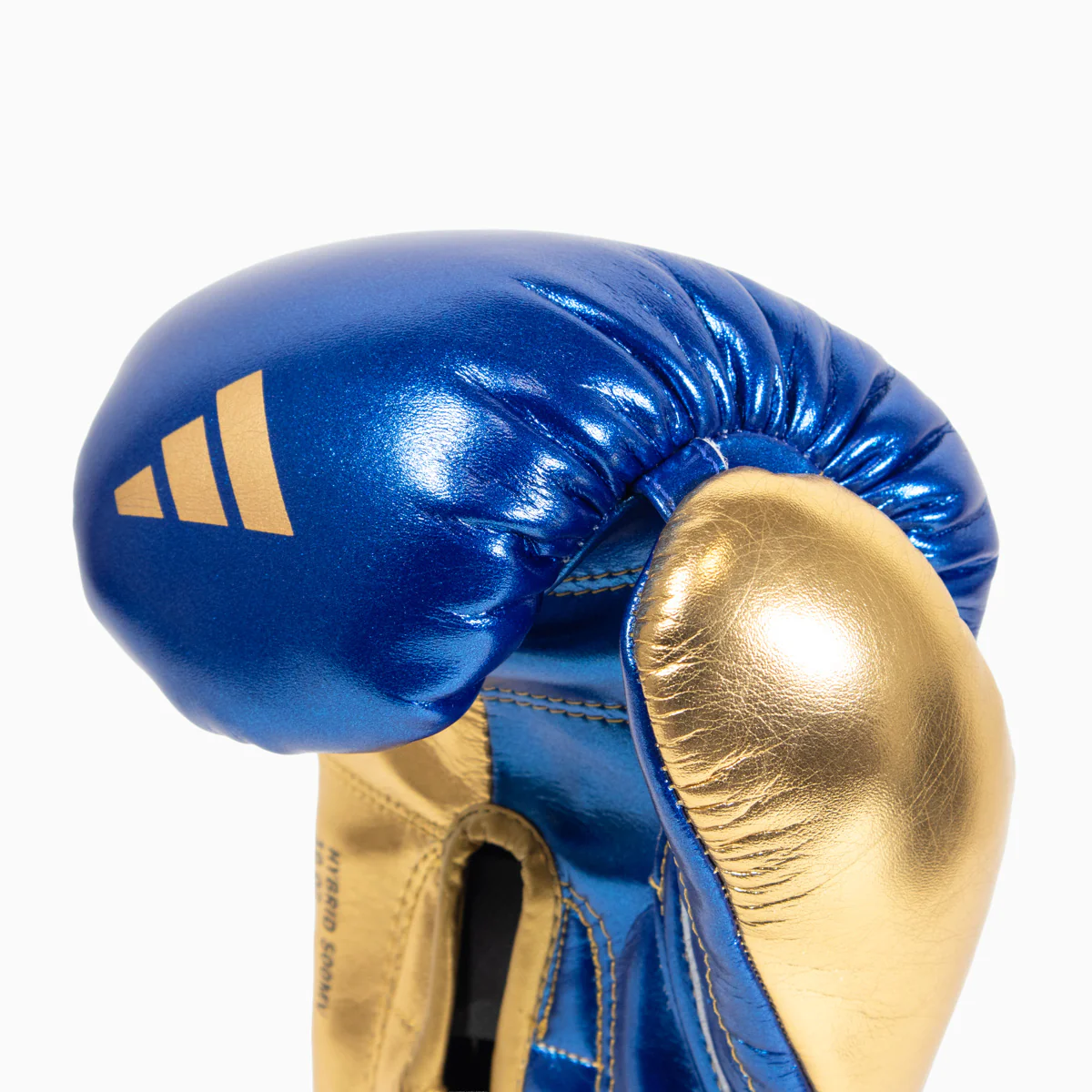 Guantes de boxeo Adidas Hybrid 500 Pro con Velcro Azul-oro  - Image 7