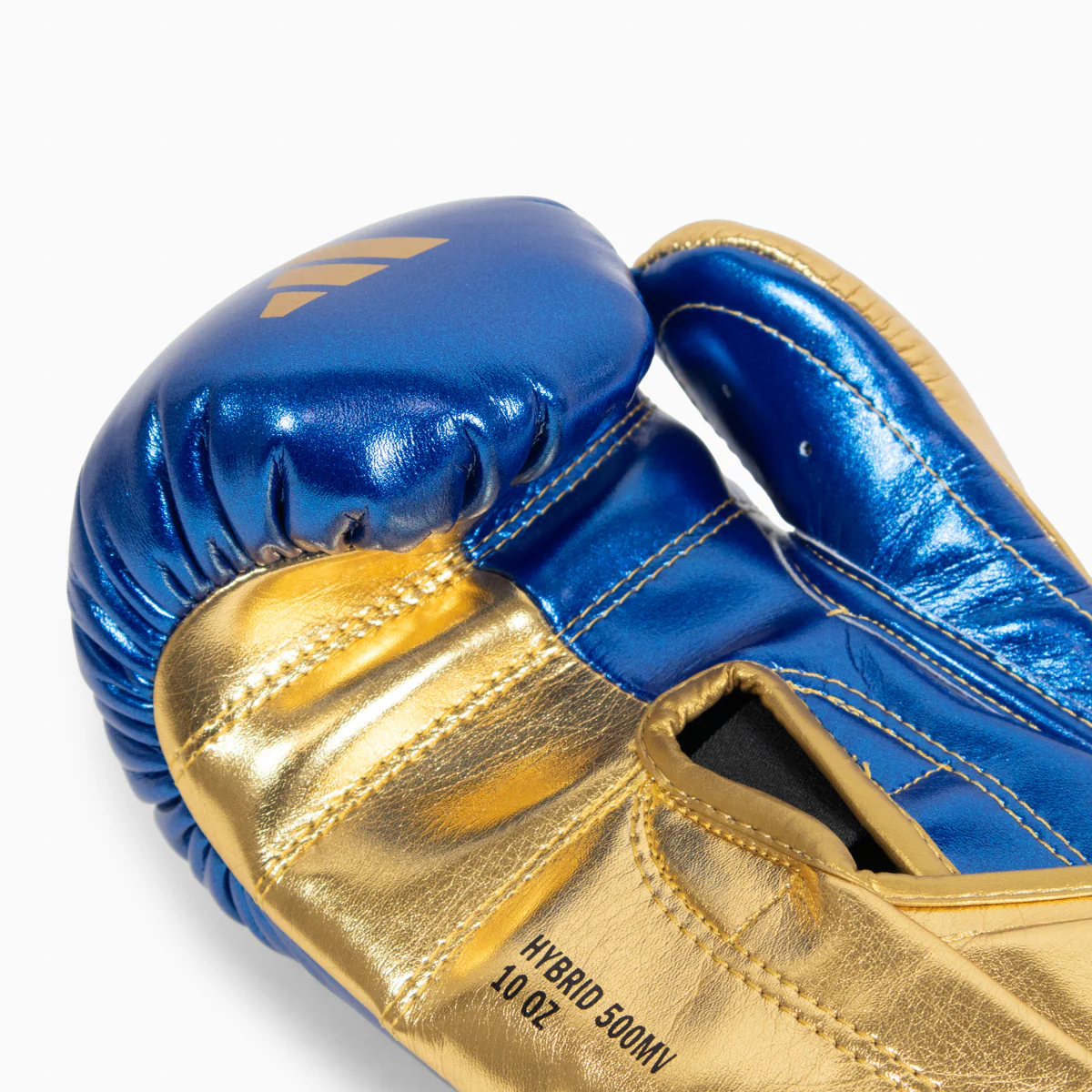 Guantes de boxeo Adidas Hybrid 500 Pro con Velcro Azul-oro  - Image 8