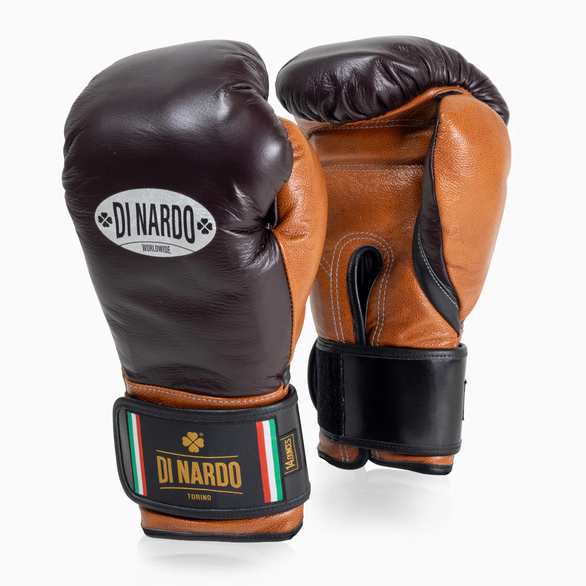 Guantes de boxeo Di Nardo con Velcro 14 Oz Borgoña-coñac - Image 2