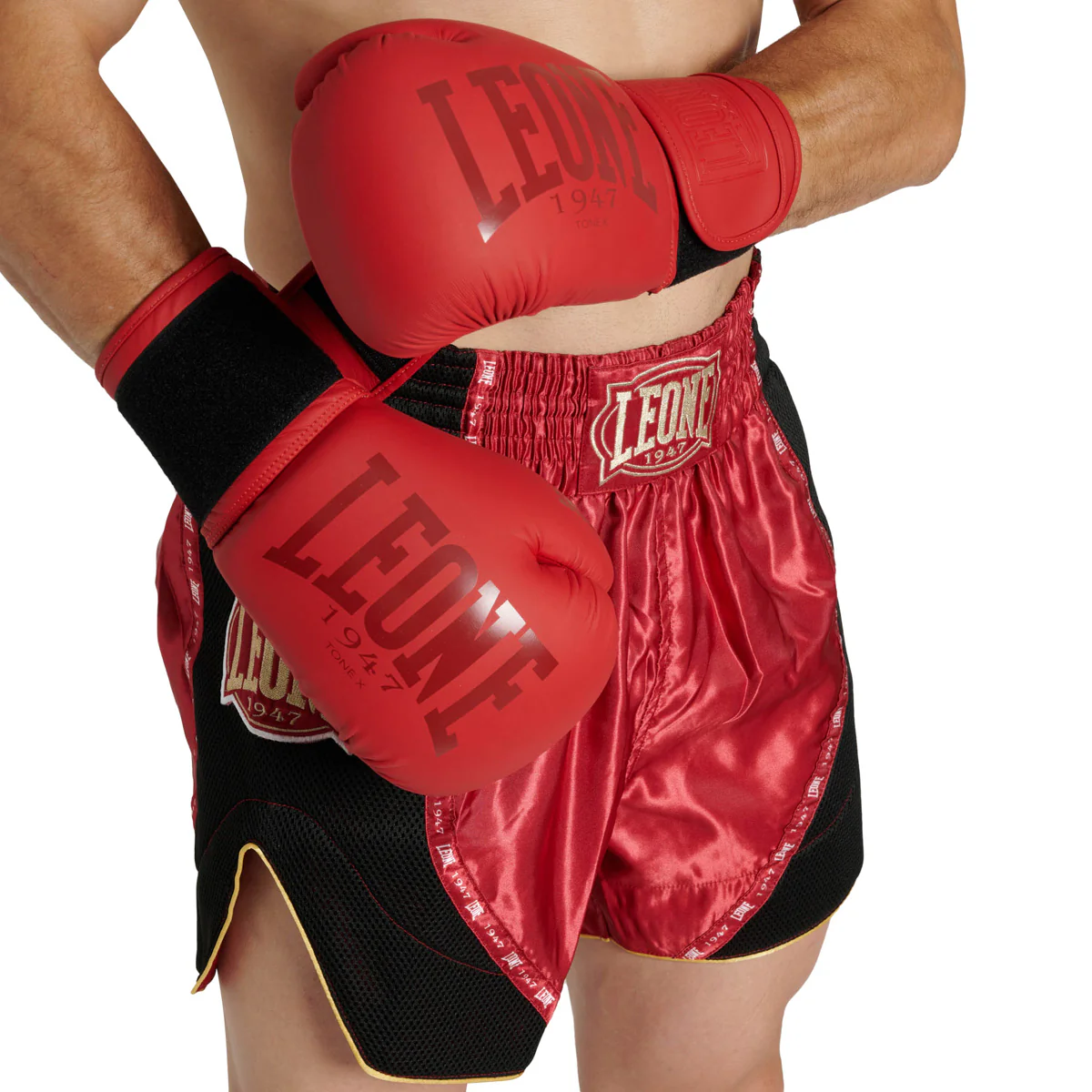Pantalones cortos kick-tailandés Leone Classic AB881 Rojo - Image 7