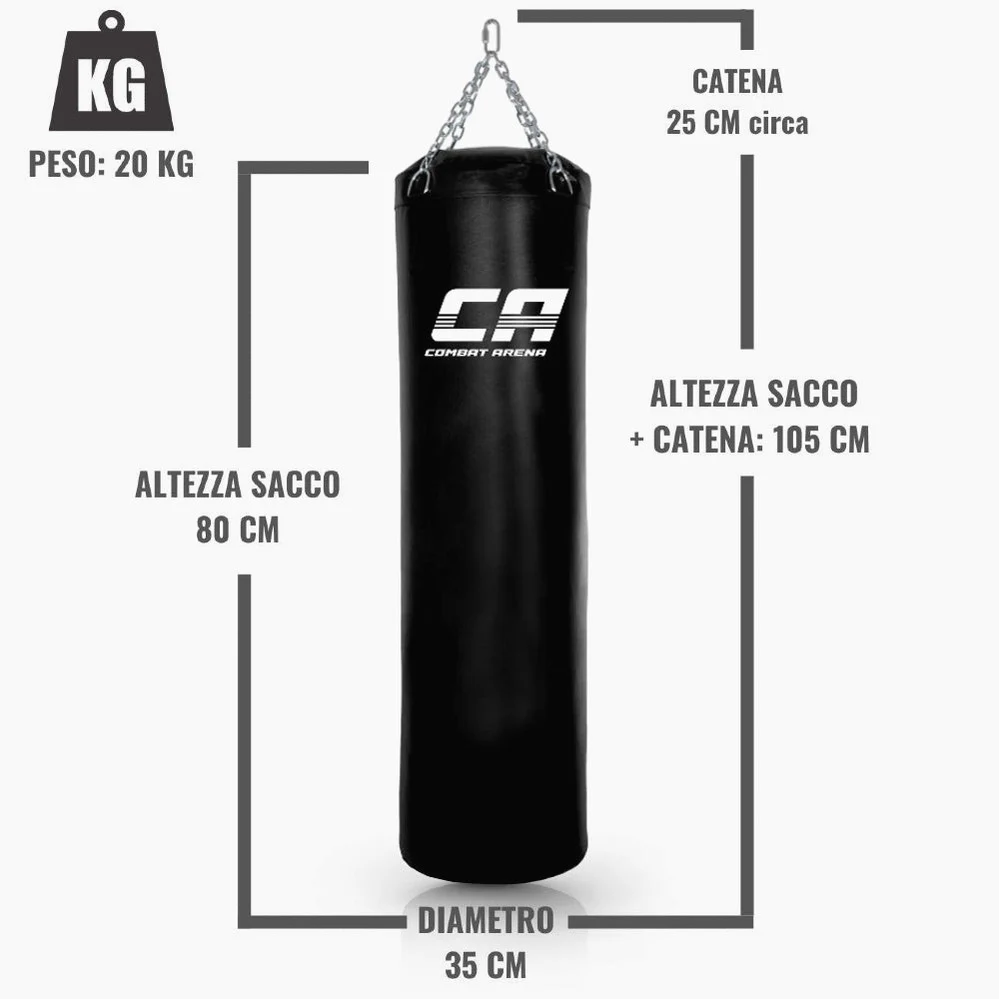 Saco de boxeo Combat Arena Entrenamiento PRO 20 Kg Negro  - Image 2