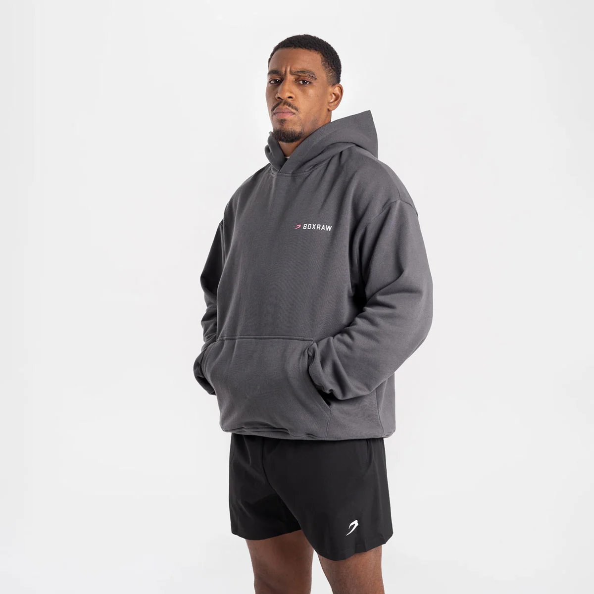 Sudadera Boxraw We Don't Play Boxing oversize con capucha Gris-rosa  - Image 2